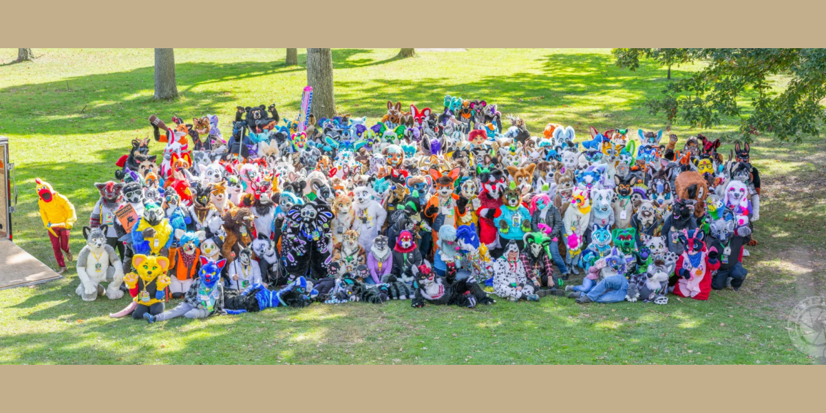 A group picture of a bunch of fursuiters